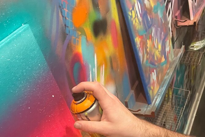 BYOB Spray Paint and Sip Workshop in Atlanta - The communal wall and the mini-canvas you take home