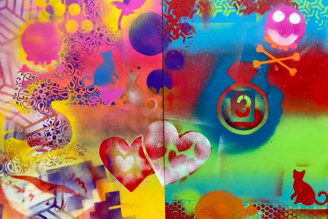BYOB Spray Paint and Sip Workshop in Atlanta - The first few minutes: spray cans, stencils, and basic technique